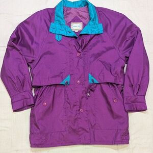 Women's Purple Ski Jacket with Teal Trim - Lightweight Snow Coat